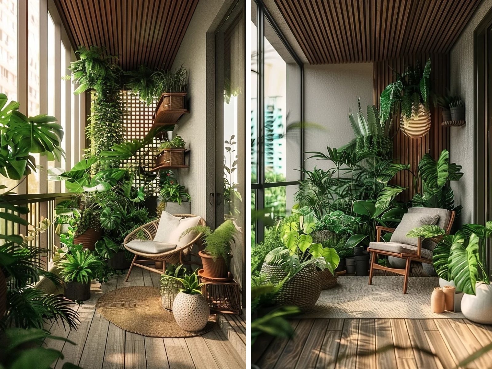 Tiểu cảnh ban công chung cư theo phong cách vườn nhiệt đới